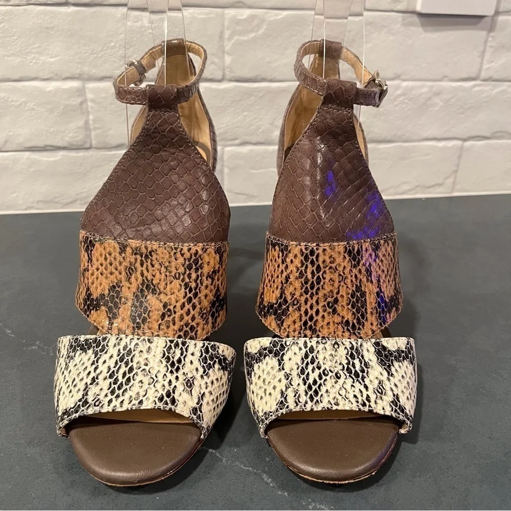 Antonio Melani sz 8 tri-color snakeprint leather high ankle strap heels